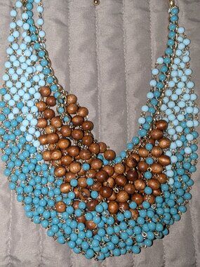 Joan Rivers Turquoise & Wood Multi Strand Necklace 6534